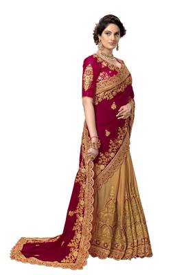 Trendmalls Purple embroidered silk saree with blouse  4