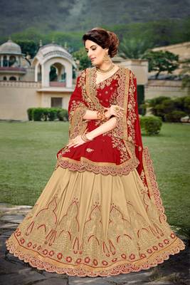 Trendmalls Red Silk Heavy Embroidery Work Bollywood Saree With Blouse 5