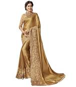 Yellow embroidered lycra saree with blouse