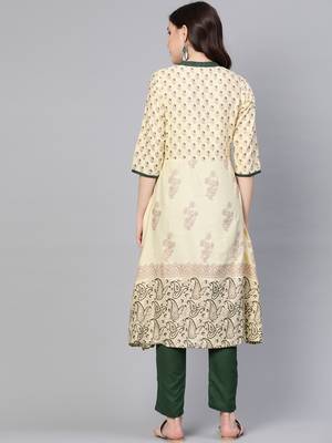 Cream printed rayon salwar 2