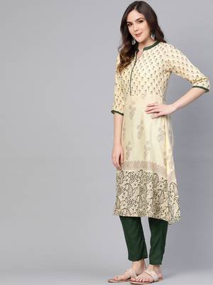 Cream printed rayon salwar 3