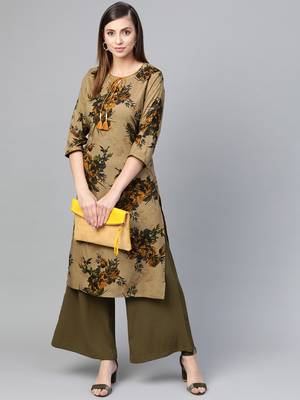 Beige printed liva kurtas-and-kurtis 4
