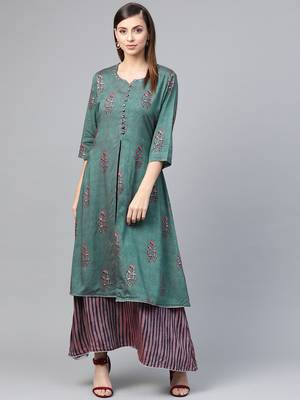 Green printed liva kurtas-and-kurtis 1