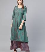 Green printed liva kurtas-and-kurtis