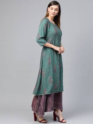 Green printed liva kurtas-and-kurtis 4