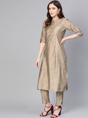 Beige printed dupion silk salwar 3
