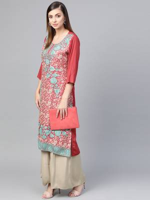 Light-wine embroidered liva kurtas-and-kurtis 3