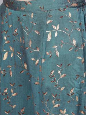 Teal printed rayon salwar 4