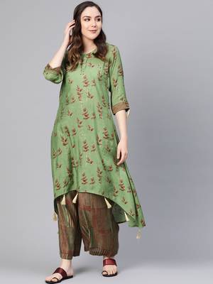 Green printed rayon salwar 1