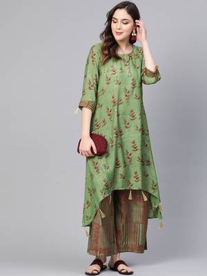 Green printed rayon salwar 3