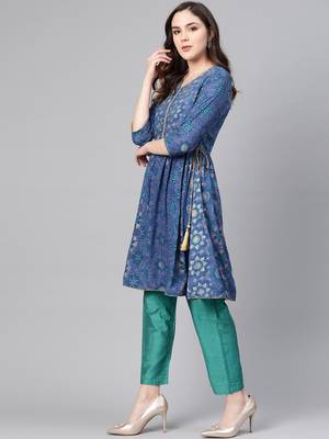 Blue printed rayon salwar 3