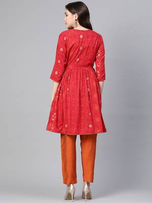 Red printed rayon salwar 2