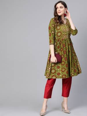 Mehendi printed rayon salwar 1