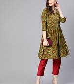 Mehendi printed rayon salwar