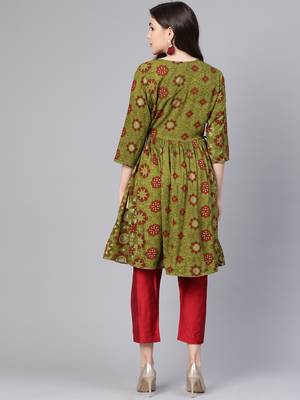 Mehendi printed rayon salwar 2