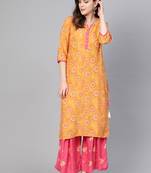 Mustard printed rayon salwar
