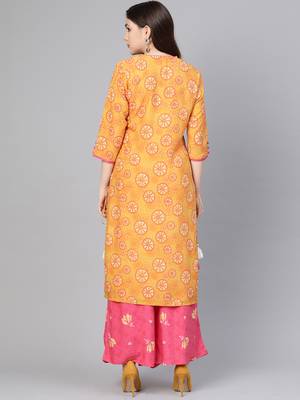 Mustard printed rayon salwar 2