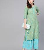 Green printed rayon salwar