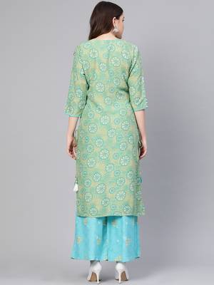 Green printed rayon salwar 2