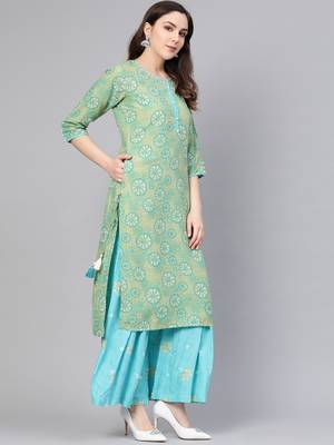 Green printed rayon salwar 3