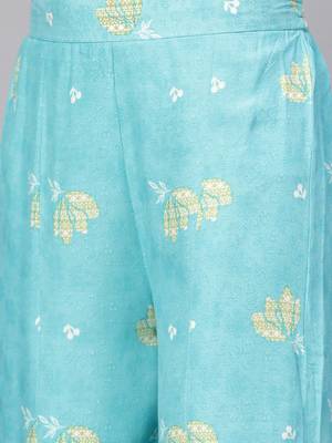 Green printed rayon salwar 4