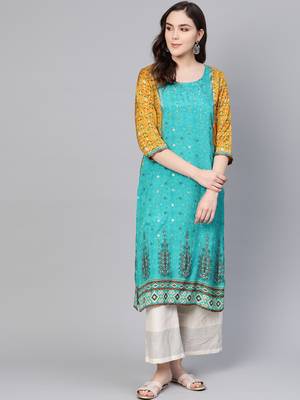 Sky-blue printed liva kurtas-and-kurtis 1