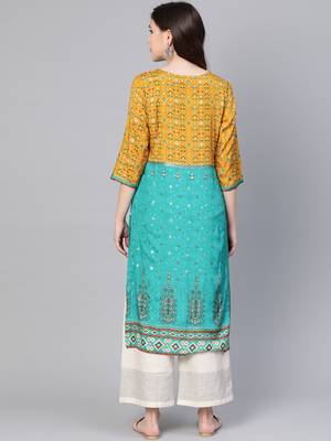 Sky-blue printed liva kurtas-and-kurtis 2