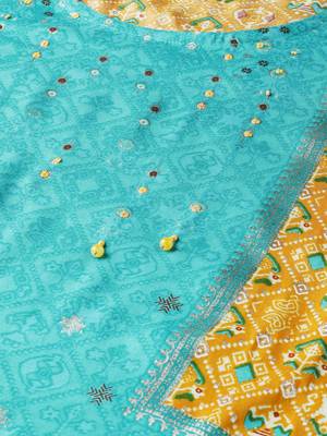 Sky-blue printed liva kurtas-and-kurtis 5