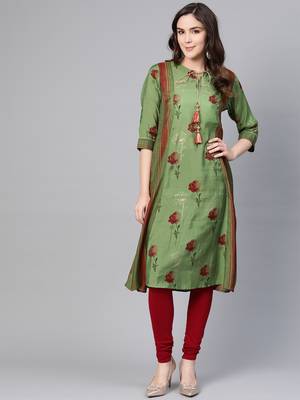 Green printed liva kurtas-and-kurtis 1