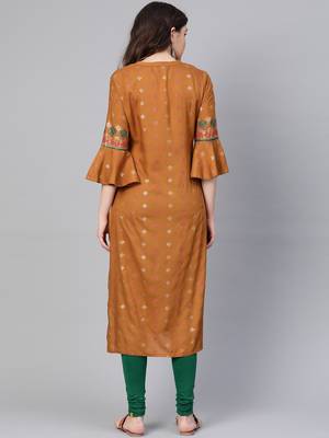 Mustard printed liva kurtas-and-kurtis 2