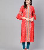 Coral printed liva kurtas-and-kurtis