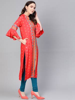 Coral printed liva kurtas-and-kurtis 3