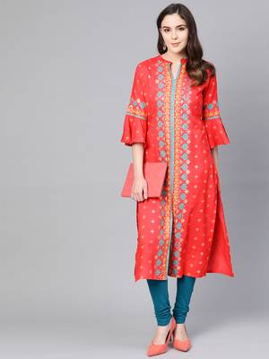 Coral printed liva kurtas-and-kurtis 4