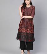 Black printed viscose kurtas-and-kurtis