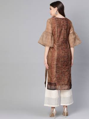 Brown printed viscose kurtas-and-kurtis 2