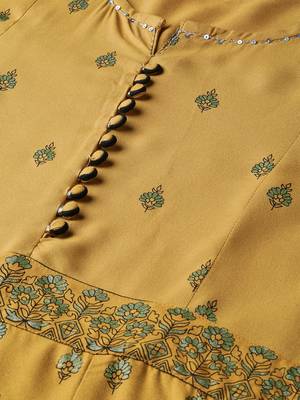 Mustard printed liva long-kurtis 5