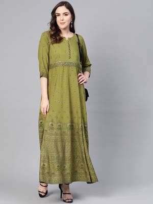 Green printed liva long-kurtis 4