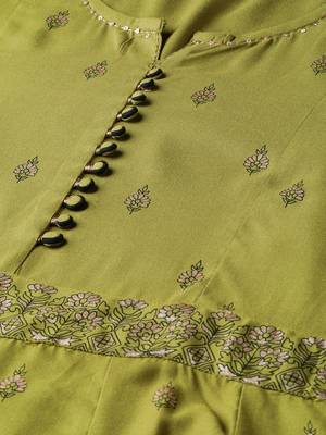 Green printed liva long-kurtis 5