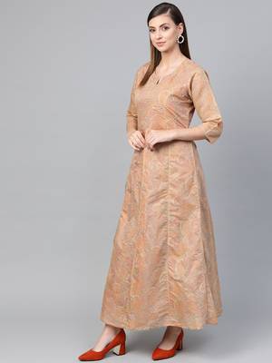 Beige printed viscose long-kurtis 3