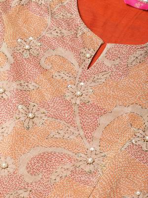 Beige printed viscose long-kurtis 5