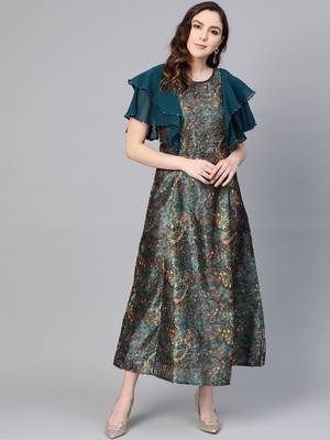 Blue printed viscose long-kurtis 1