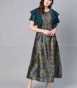 Blue printed viscose long-kurtis