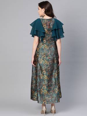 Blue printed viscose long-kurtis 2