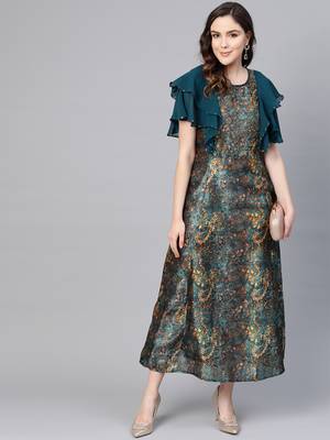 Blue printed viscose long-kurtis 3