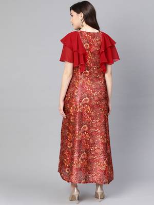 Wine printed viscose long-kurtis 2