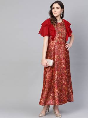 Wine printed viscose long-kurtis 3
