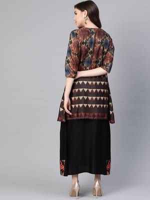 Black printed liva long-kurtis 2