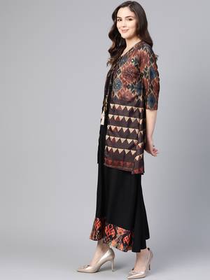 Black printed liva long-kurtis 4