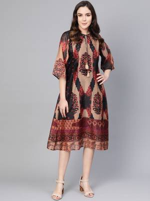 Black printed viscose long-kurtis 1