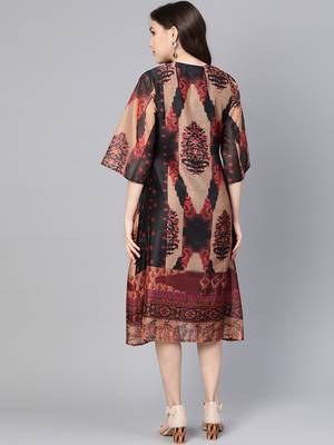 Black printed viscose long-kurtis 2